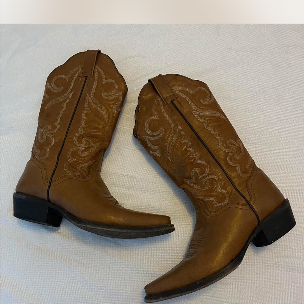 Lucchese Brown Leather Combat Boots